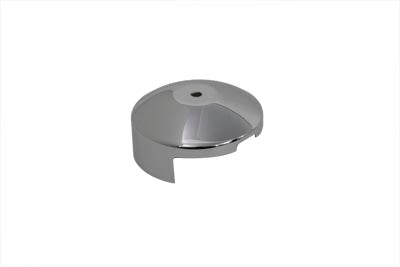 V-TWIN chrome starter end cover for electrical systems, showcasing a shiny, polished finish with detailed design elements.
