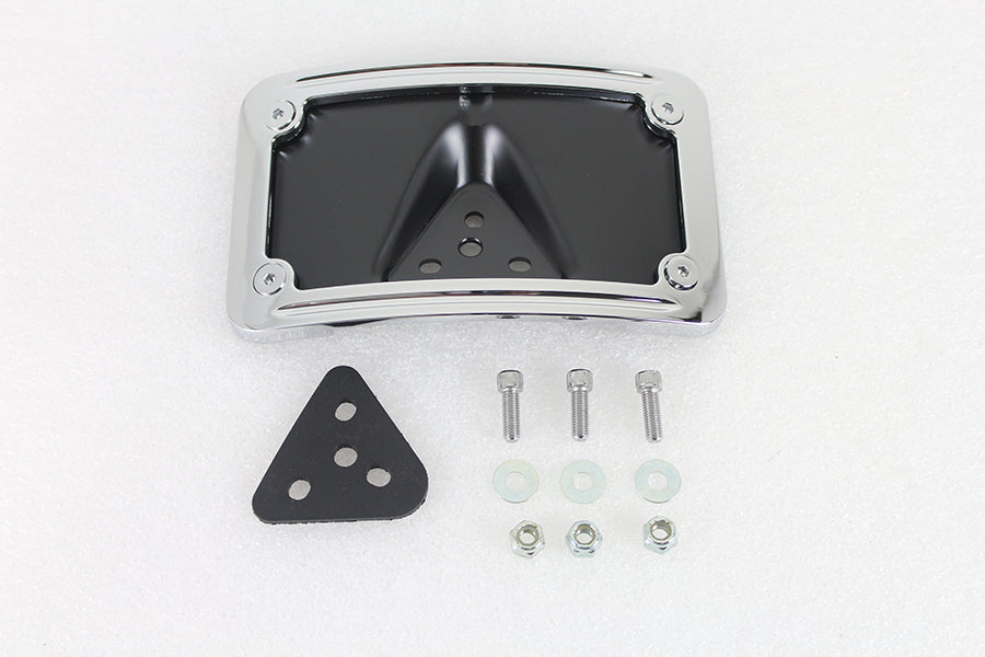 License Plate Bracket Curved Laydown Style Chrome Billet