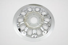 Load image into Gallery viewer, V-TWIN Magnum chrome pulley cover with 70 teeth for drive line, showcasing polished finish and detailed design.
