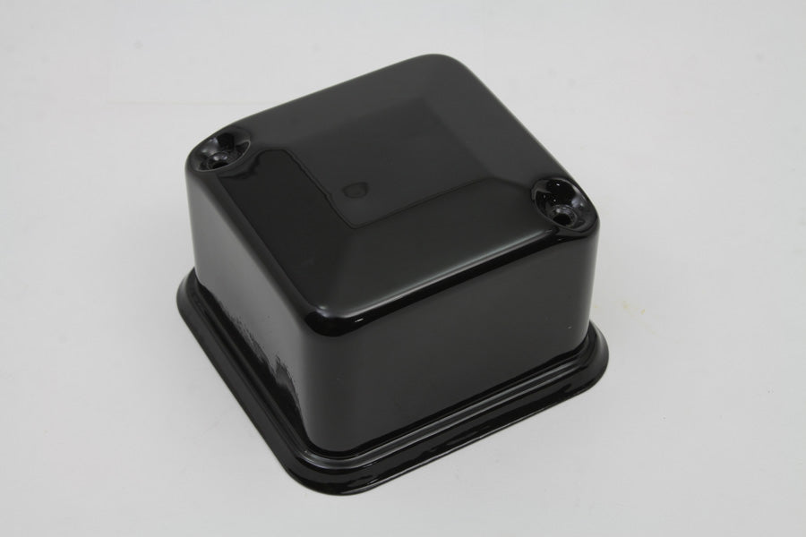 V-TWIN Black 6 Volt Mechanical Regulator Cover for electrical systems, shown in black with mounting details.
