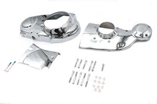 Load image into Gallery viewer, V-TWIN chrome engine dress-up set installed on motorcycle engine with shiny, detailed chrome parts for a custom look.