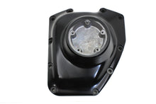 Load image into Gallery viewer, V-Twin Gloss Black Cam Cover for engine with a sleek, polished finish, showcasing detailed design and branding.