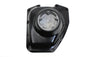 V-Twin Gloss Black Cam Cover for engine with a sleek, polished finish, showcasing detailed design and branding.