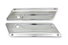 Load image into Gallery viewer, V-TWIN Wyatt Gatling saddlebag face plate for seat and saddlebag, featuring a detailed metal design for motorcycle accessories.