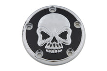 Load image into Gallery viewer, Chrome V-Twin Skull Design 5 Hole Ignition System Cover for motorcycle electrical components, with detailed skull artwork.