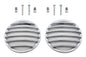 Chrome V-Twin turn signal lens grille set for motorcycle lighting, featuring a sleek, reflective chrome finish and detailed grille design.