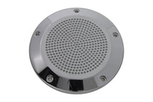 Load image into Gallery viewer, V-Twin chrome perforated 5-hole derby cover for drive line, showcasing shiny finish and detailed design on a motorcycle engine component.