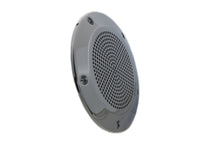 Load image into Gallery viewer, V-TWIN chrome perforated 5-hole derby cover for drive line motorcycle, featuring a polished finish and decorative perforations.