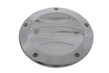 Load image into Gallery viewer, V-TWIN Chrome Contour 5-Hole Derby Cover for Drive Line motorcycle, shiny chrome finish, detailed with five mounting holes.