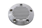 V-Twin Chrome 5-Hole Ball Milled Ignition System Cover for electrical components, featuring a polished chrome finish and detailed milling.