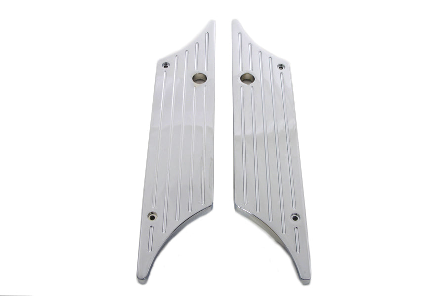 V-TWIN Wyatt Gatling saddlebag face plate for seat and saddlebag, featuring a detailed metal design for motorcycle customization.