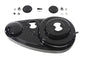 Black 45-inch V-TWIN side valve outer primary cover kit with detailed finish, designed for Harley-Davidson V-TWIN motorcycles.