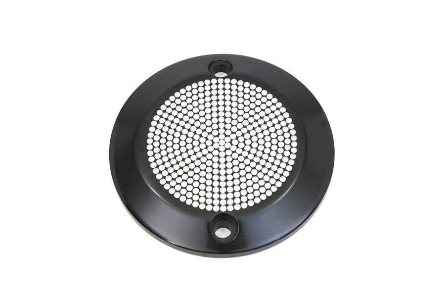 V-TWIN black 2-hole perforated ignition system cover for electrical components, with a sleek design and durable construction.