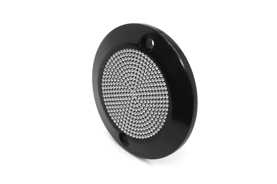 V-TWIN black 2-hole perforated ignition system cover for electrical components, designed for motorcycle engines.