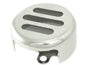Chrome V-TWIN slotted round horn cover for electrical systems, featuring a sleek, polished finish and classic round design.
