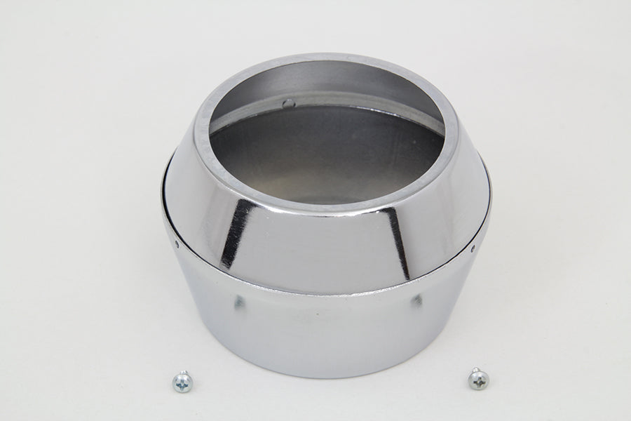 V-TWIN chrome tachometer cover for dash and gauge, featuring a shiny, stylish finish for motorcycle instrumentation.