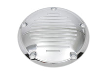 Load image into Gallery viewer, V-TWIN Chrome Grooved 5-Hole Derby Cover for drive line applications, featuring a polished finish and detailed grooved design.