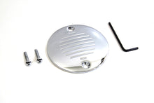 Load image into Gallery viewer, V-TWIN chrome grooved ignition system cover with 2-hole design for motorcycle electrical system installation.