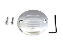 Load image into Gallery viewer, V-TWIN grooved chrome ignition system cover with two holes for motorcycle electrical components.