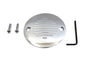 V-TWIN grooved chrome ignition system cover with two holes for motorcycle electrical components.