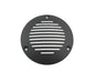 V-TWIN black grooved 3-hole derby cover for drive line, showcasing a sleek, durable motorcycle accessory with detailed grooved design.