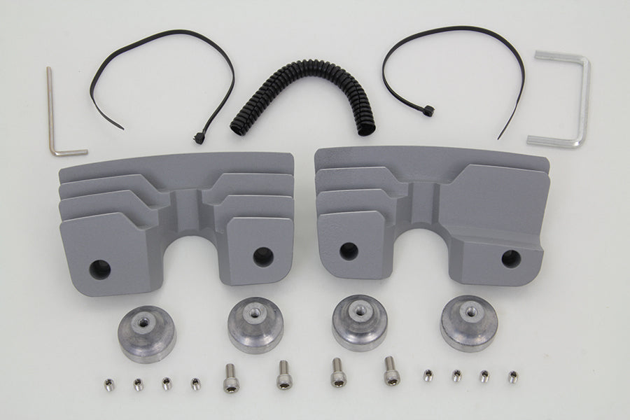 Silver V-Twin V-TWIN head bolt and spark plug cover kit for engine, featuring polished metal finish and precise fit for V-Twin engines.