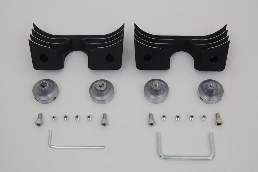 V-TWIN black engine head bolt and spark plug cover kit with metal hardware for motorcycle engine maintenance.