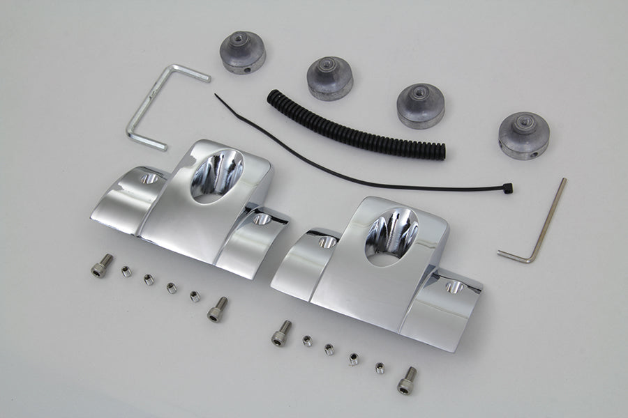 Chrome V-Twin V-TWIN Head Bolt and Spark Plug Cover Kit for motorcycle engine, featuring shiny chrome finish with bolts and covers.