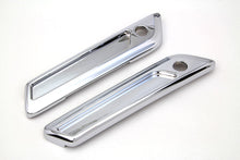 Load image into Gallery viewer, V-Twin Wyatt Gatling Saddlebag Face Plate Set for motorcycle seat and saddlebag with detailed metal design.