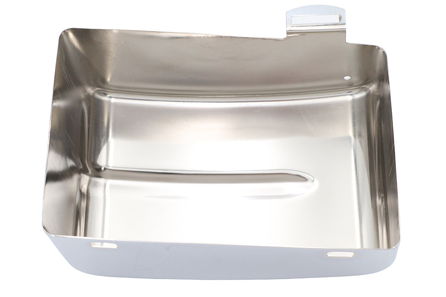 Chrome V-TWIN Ignition Module Cover for motorcycle electrical system, featuring a sleek chrome finish and detailed design.