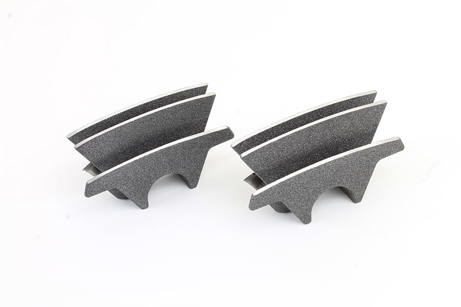 V-Twin M8 finned spark plug cover set in granite finish for motorcycle engine, featuring durable metal construction and finned design.