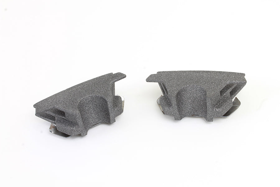 V-Twin M8 finned spark plug cover set for engine, granite finish, durable metal construction, designed for V-Twin motorcycle engines.