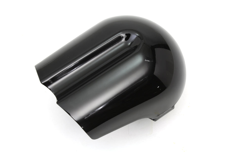 V-Twin CVO Style black horn cover for motorcycle, electrical component with a sleek, polished appearance.