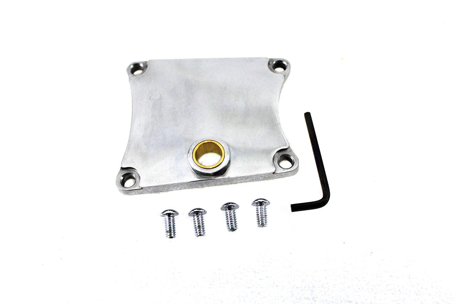 Polished V-Twin Drive Line Inspection Cover with sleek finish, designed for V-Twin motorcycle models.