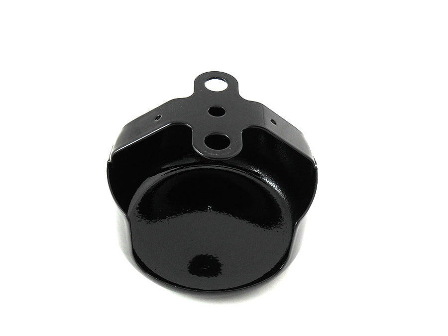 V-Twin V-TWIN smooth round horn cover for motorcycle electrical systems, with a polished metal finish and mounting hardware.