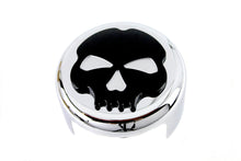 Load image into Gallery viewer, Chrome V-Twin Skull Horn Cover for motorcycle electrical system, featuring a detailed skull design on a shiny chrome finish.