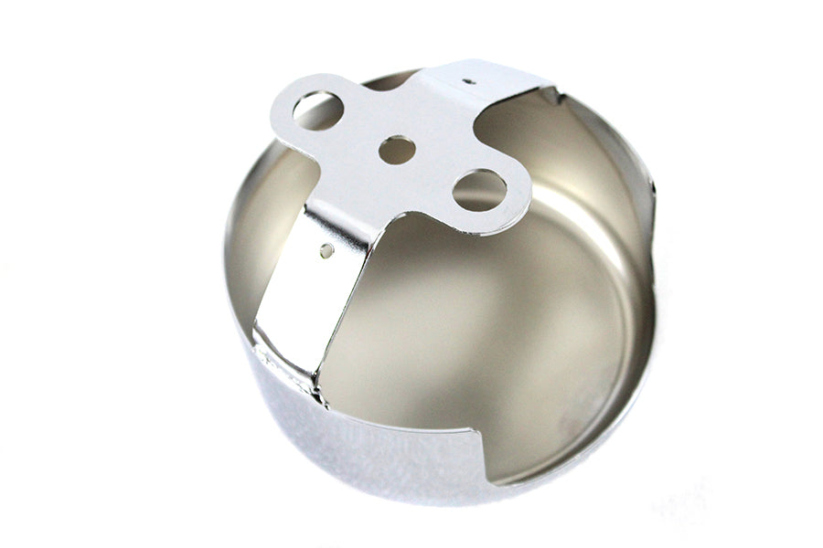 V-TWIN Skull Horn Cover Chrome for motorcycle electrical system, featuring a detailed skull design and shiny chrome finish.