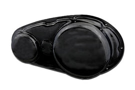 Black XLCH Primary Cover Drive Line by Paughco, showcasing a durable metal cover for Harley-Davidson motorcycle primary drive components.