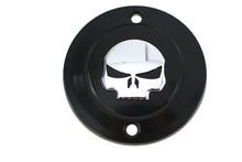 Load image into Gallery viewer, Black V-TWIN Skull Ignition System Cover with 2-hole design for motorcycle electrical systems, featuring a bold skull motif.