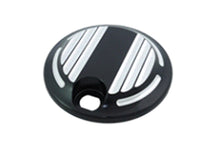 Load image into Gallery viewer, V-TWIN black fuel tank console door for gas tank, showing the sleek, black finish and mounting details on the V-TWIN brand gas tank.