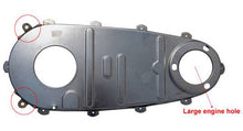 Load image into Gallery viewer, V-TWIN Raw Inner Primary Cover for drive line, showing the metallic finish and detailed design on the V-TWIN motorcycle part.