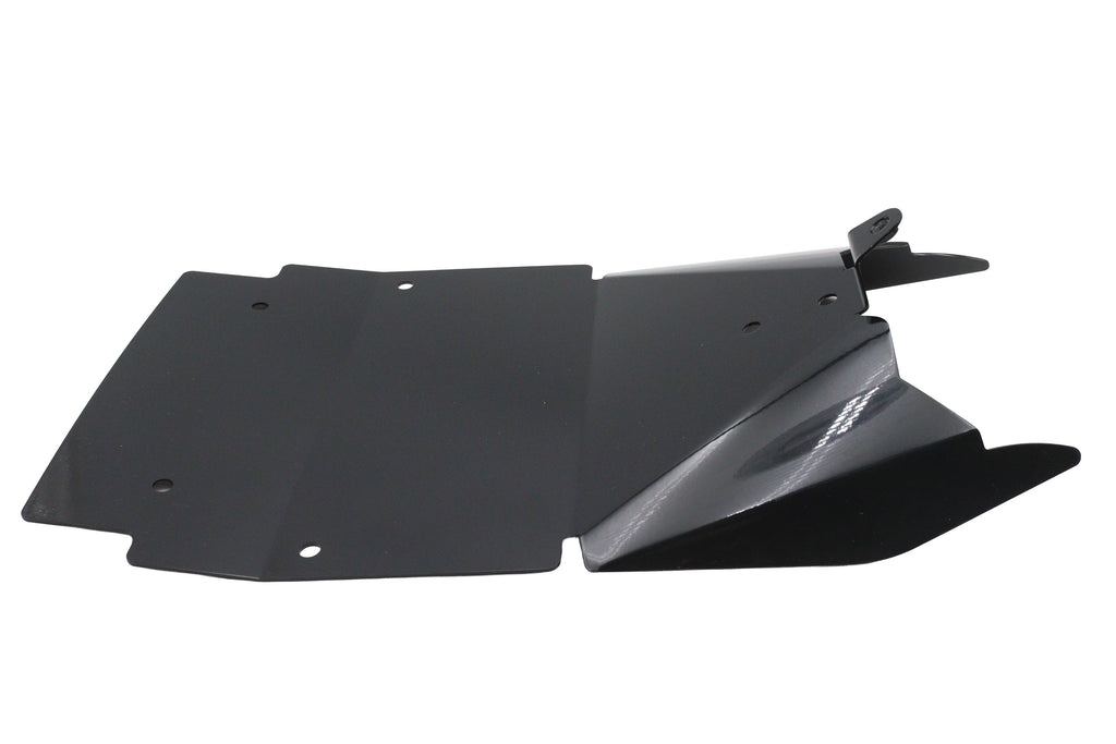 V-TWIN black seat base mount plate for motorcycle seat and saddlebag installation, sturdy metal construction.