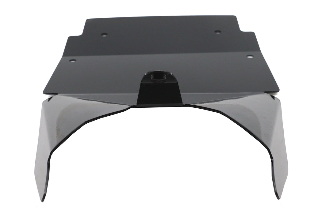 V-TWIN black seat base mount plate for motorcycle seats and saddlebags, durable metal construction with mounting holes.