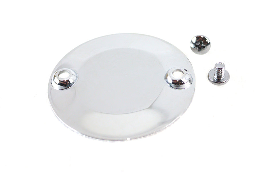 Chrome V-Twin M8 timer cover for electrical components, featuring a polished chrome finish and precise fit for M8 motorcycle applications.