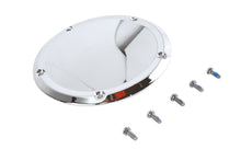 Load image into Gallery viewer, Chrome V-Twin 5-Hole Derby Cover for drive line, with a sleek, reflective finish and five bolt holes, designed for Harley-Davidson motorcycles.