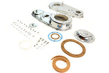 Load image into Gallery viewer, V-Twin chrome primary cover kit for drive line, featuring shiny chrome finish and detailed design, compatible with V-Twin motorcycles.