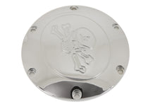 Load image into Gallery viewer, Chrome V-Twin Skull with Cross Bones derby cover for drive line, featuring detailed skull and crossbones design.