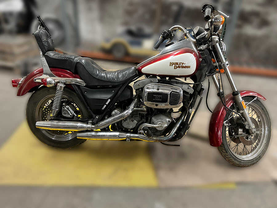 V-Twin V-TWIN FXR frame side cover set with vents for motorcycle chassis, showing the metal covers with vented design.