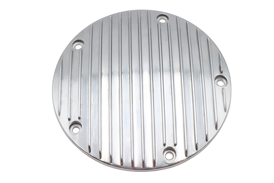 Chrome V-Twin 80-inch Finned Derby Cover for drive line, showcasing polished metal with detailed finned design.