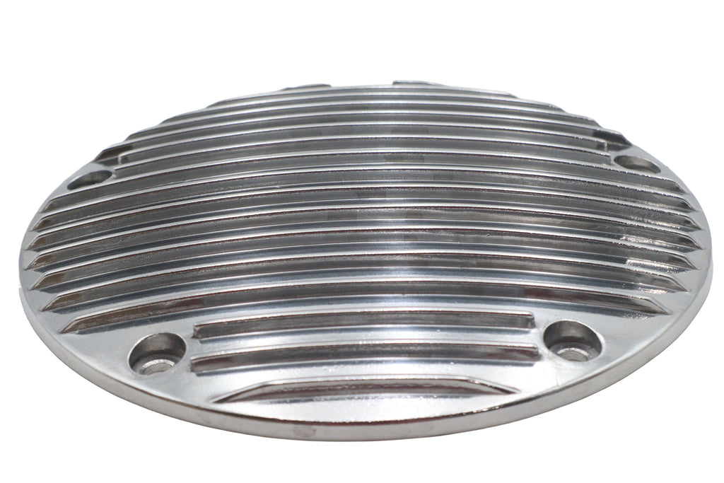 Chrome V-Twin 80-inch Finned Derby Cover for drive line applications, designed for Harley-Davidson motorcycles.